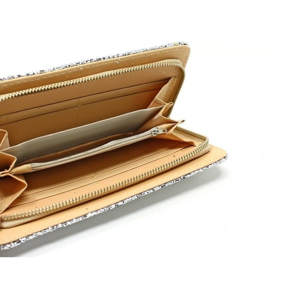 Silver Glitter Wallet Clutch -Glam Going Out, Evening, Party, Club Prom -Hey Viv - Picture 3 of 4